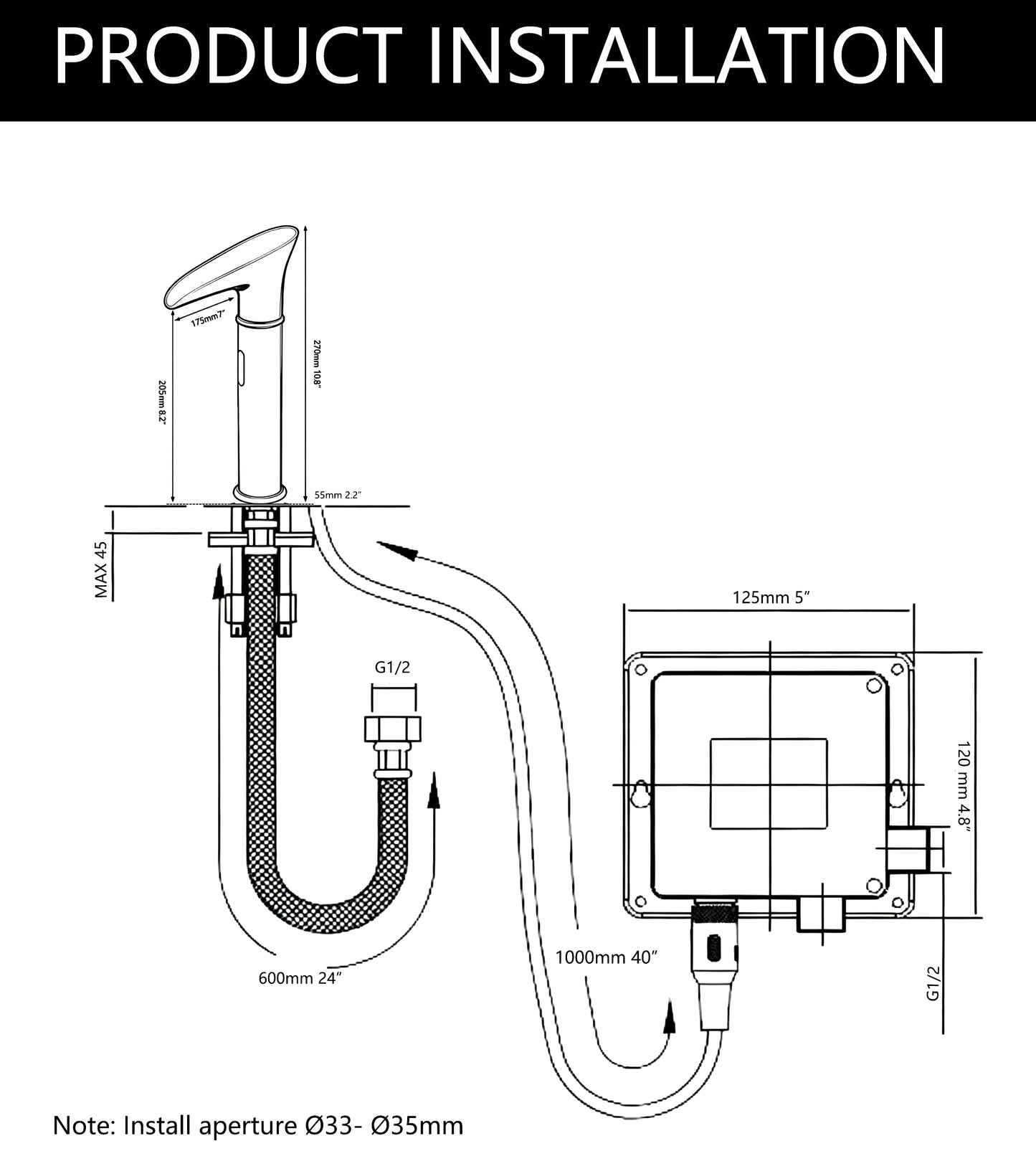 Sensomatica Nostalgic Bronze Wasserfall Wasserhahn mit Sensor