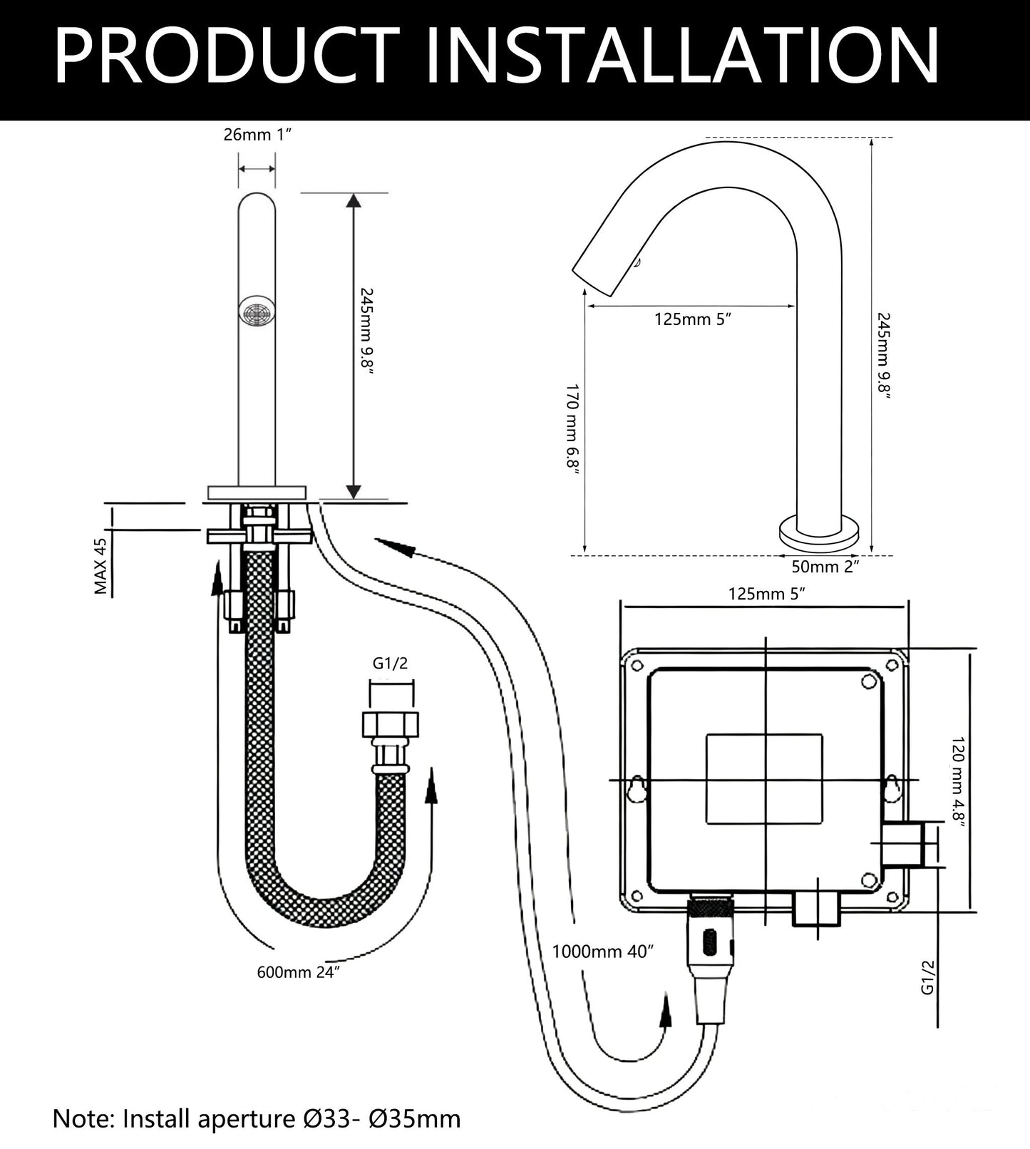 Sensomatica Bronskleurige Sensorkraan – 240 mm – Koud Water