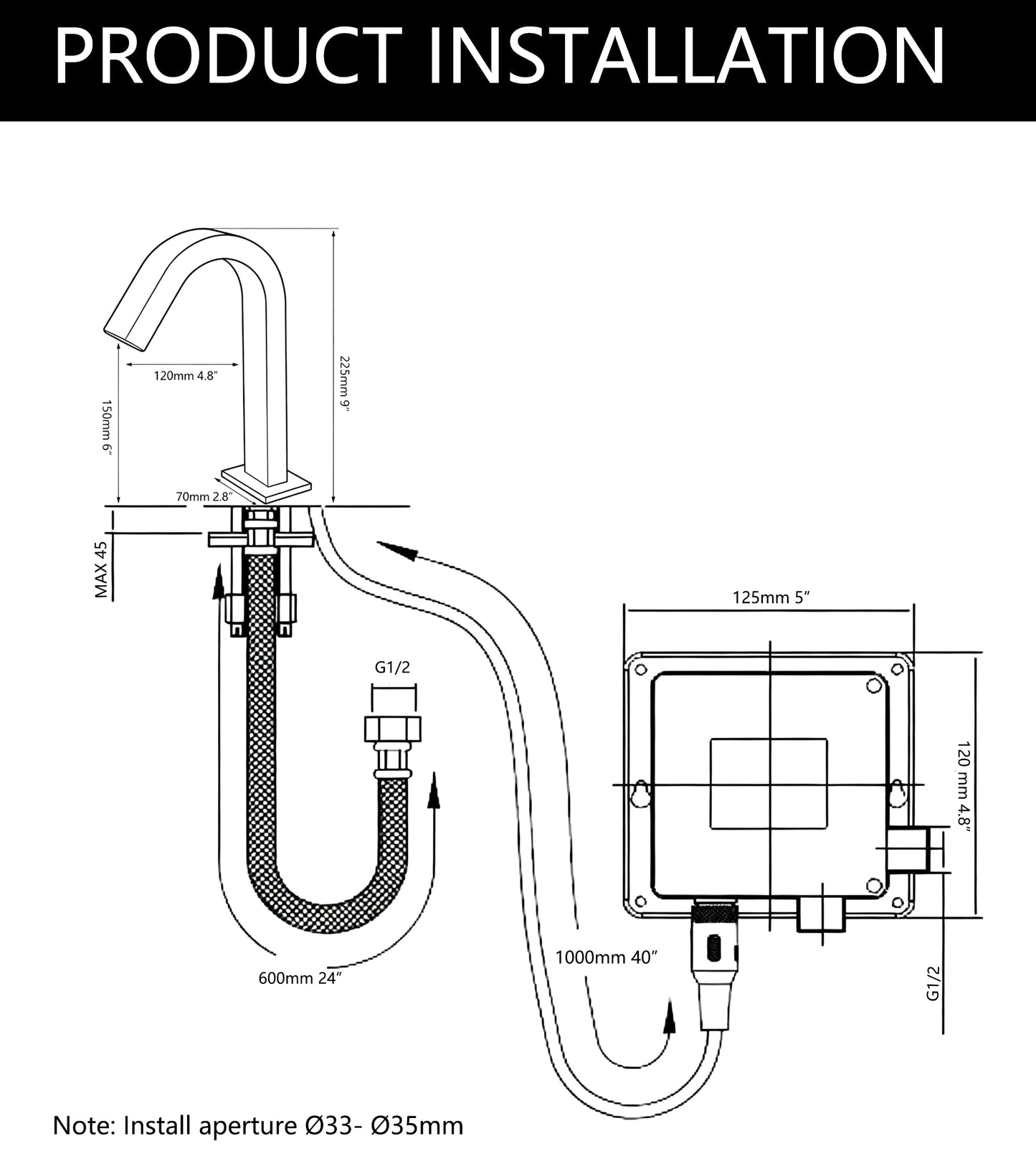 Chrome sensor tap Mula cold model