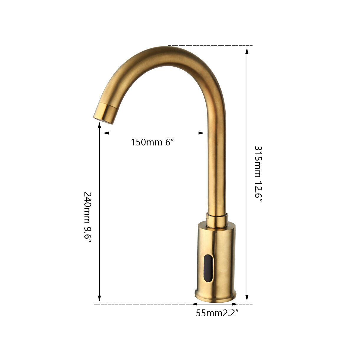Sensomatica Alto Sensorarmatur in gebürstetem Gold, Kaltwassermodell