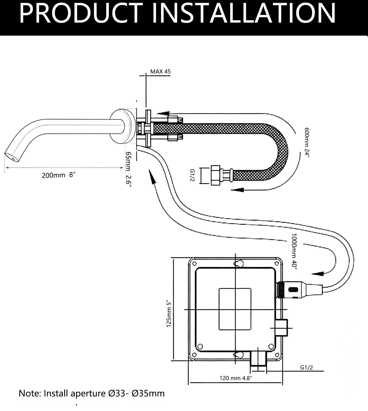 Sensomatica Pesaro Gun Metal Sensor Wasserhahn 200 mm