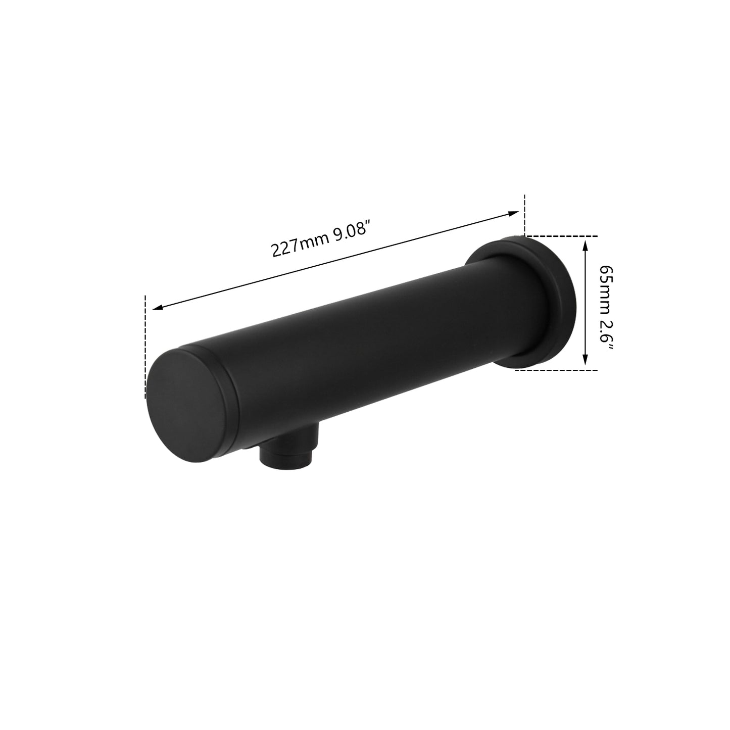 Mat zwarte wanduitloop 227×65 mm