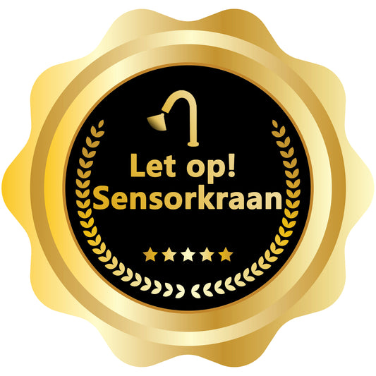 3D sticker Sensorkraan " let op Sensorkraan" 4 stuks