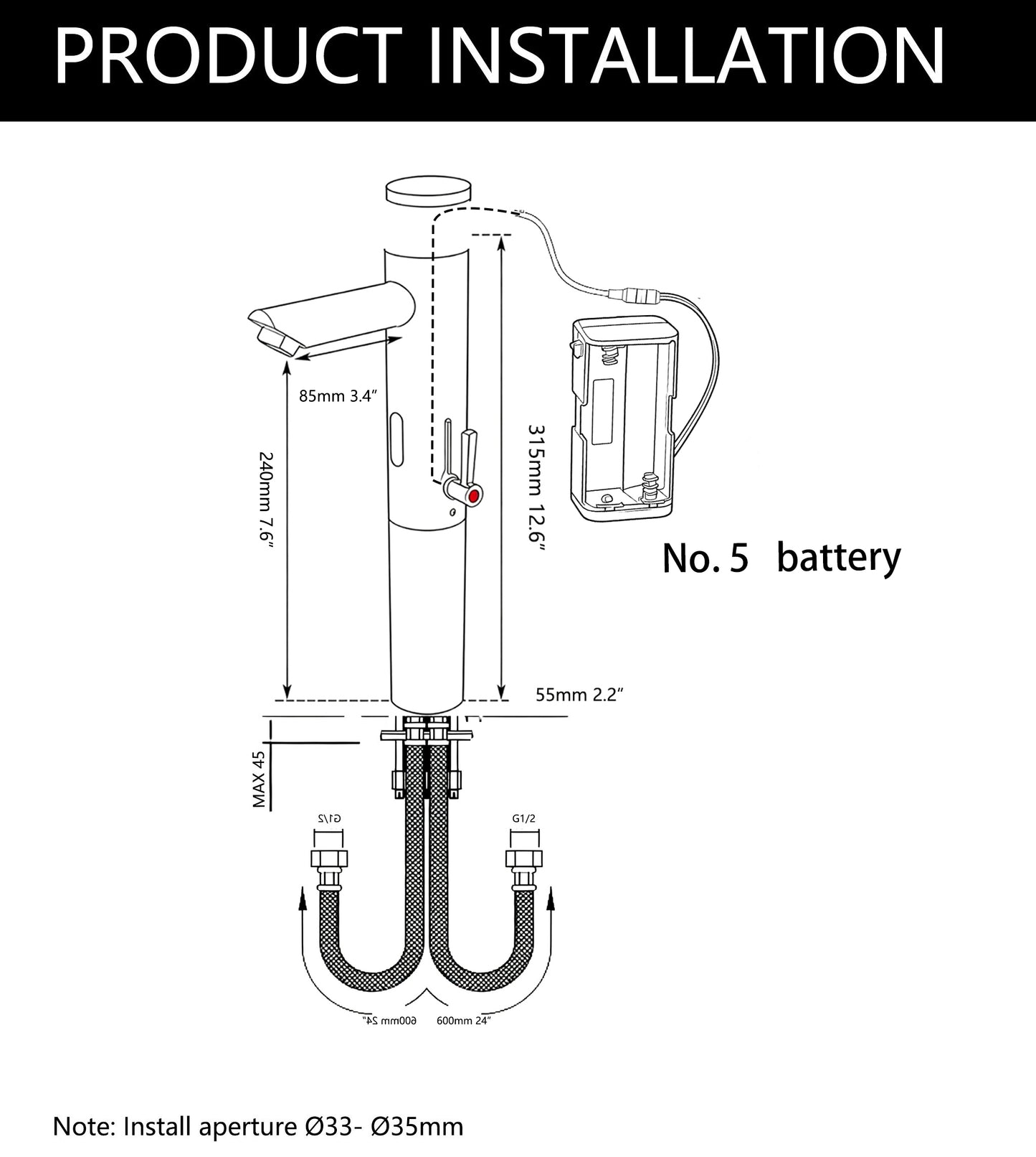 Sensomatica Chroom sensorkraan met warmteregelaar model Scuro