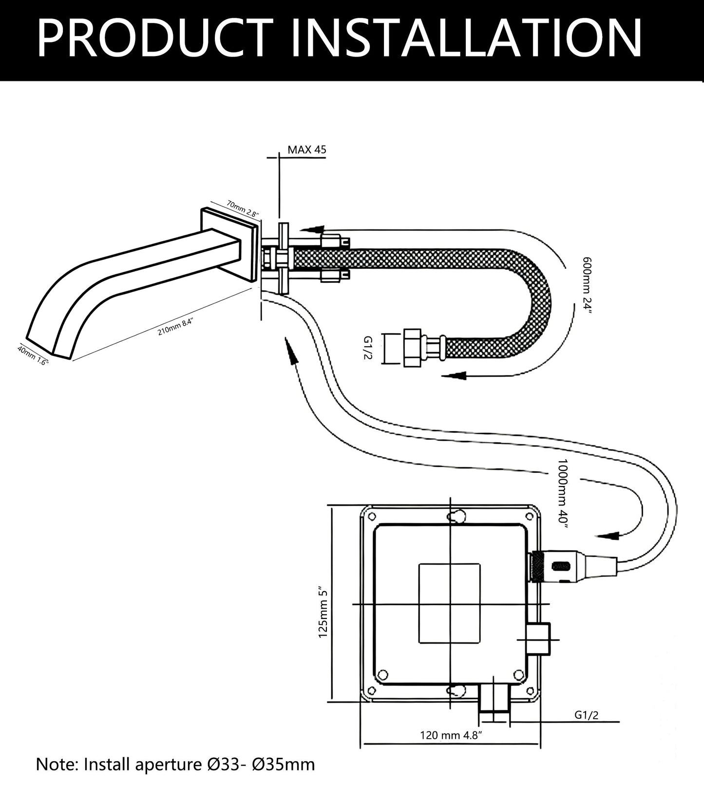 Sensomatica Arco wand sensorkraan chroom | Koudwater inbouwmodel