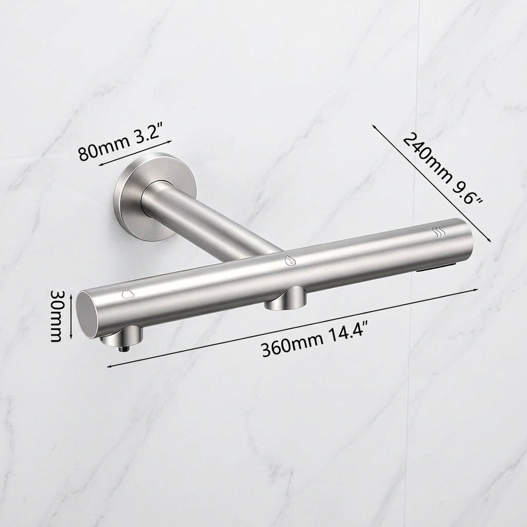Sensomatica 3-in-1 sensor wandkraan geborsteld nikkel