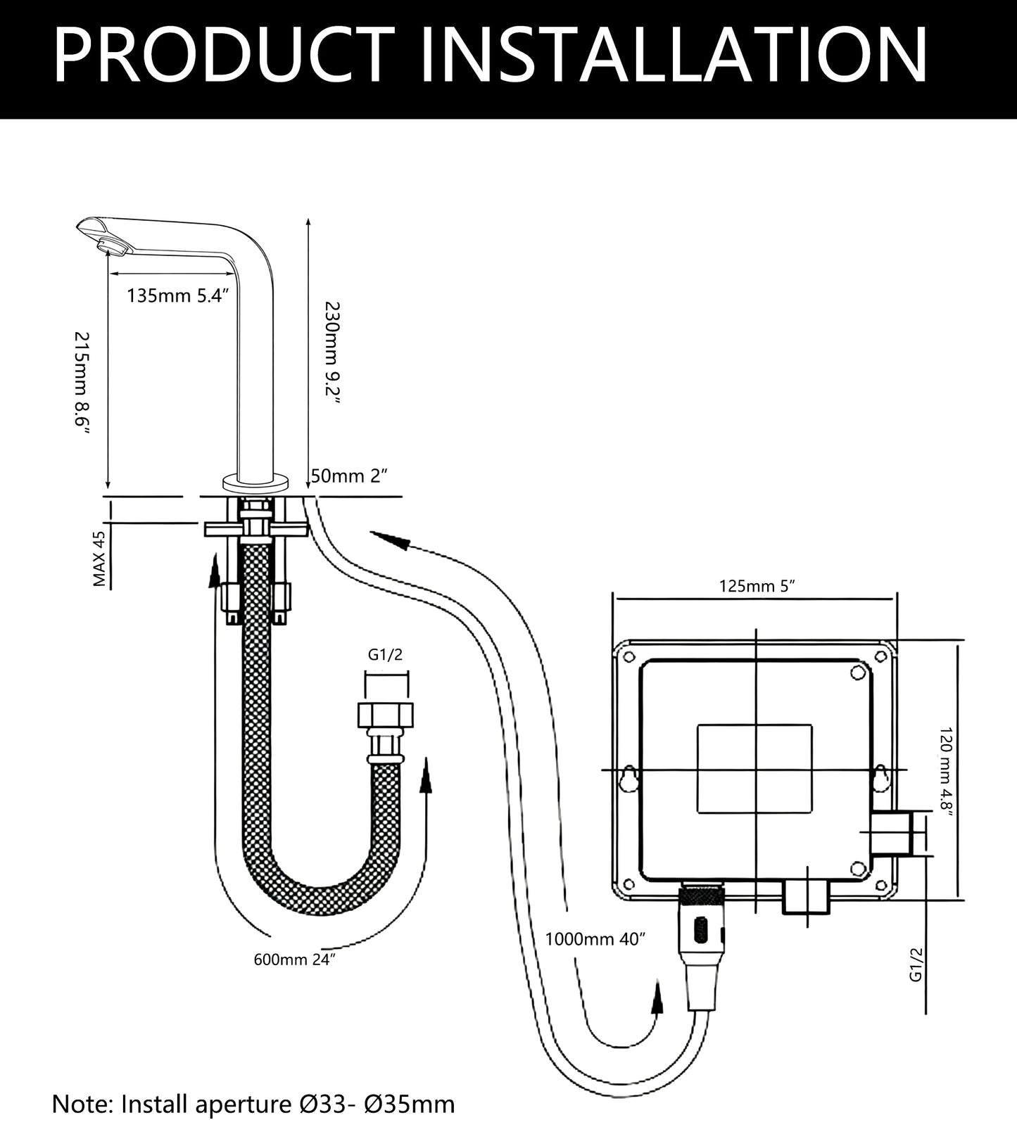 Sensomatica sensor wastafelkraan zwart 230 mm