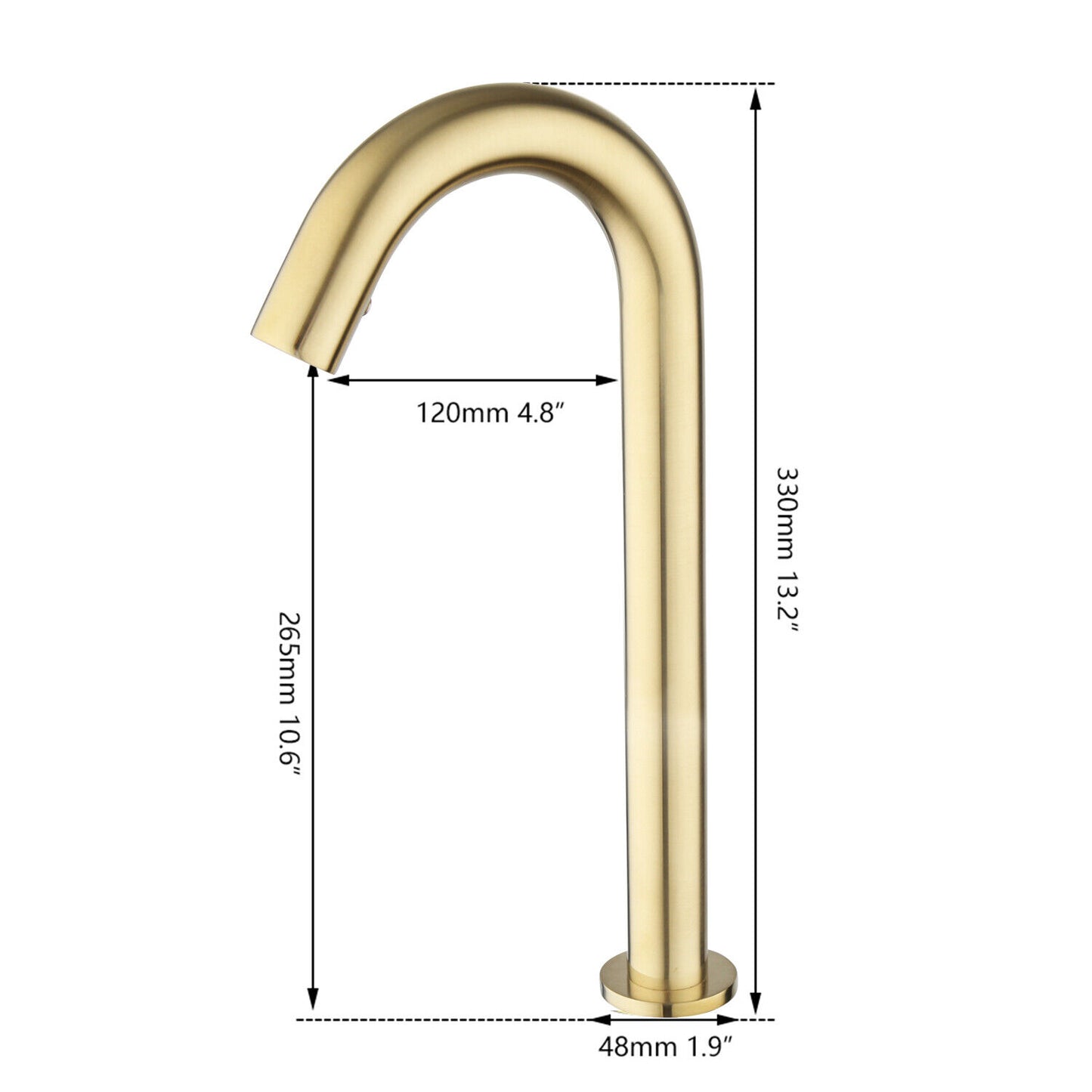 Sensomatica Cesaro Sensor-Wasserhahn, gebürstetes Gold, 330 mm