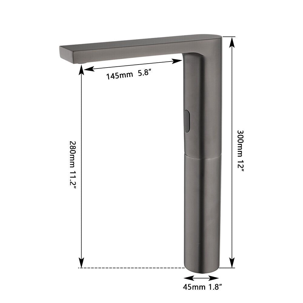 afmetingen Slen sensorkraan gunmetal