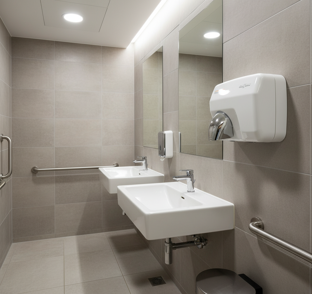 Mediclinics Automatische Handendroger | Wit gepoedercoat staal Saniflow