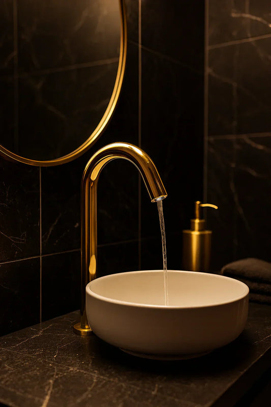 Goudkleurige sensorkraan als luxe statement