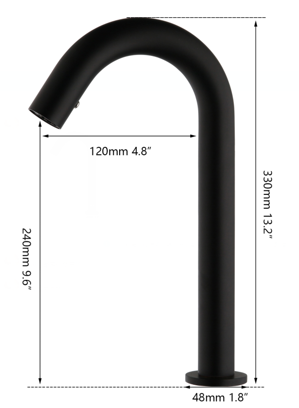 Sensomatica Cesaro Large zwarte sensorkraan 330 MM