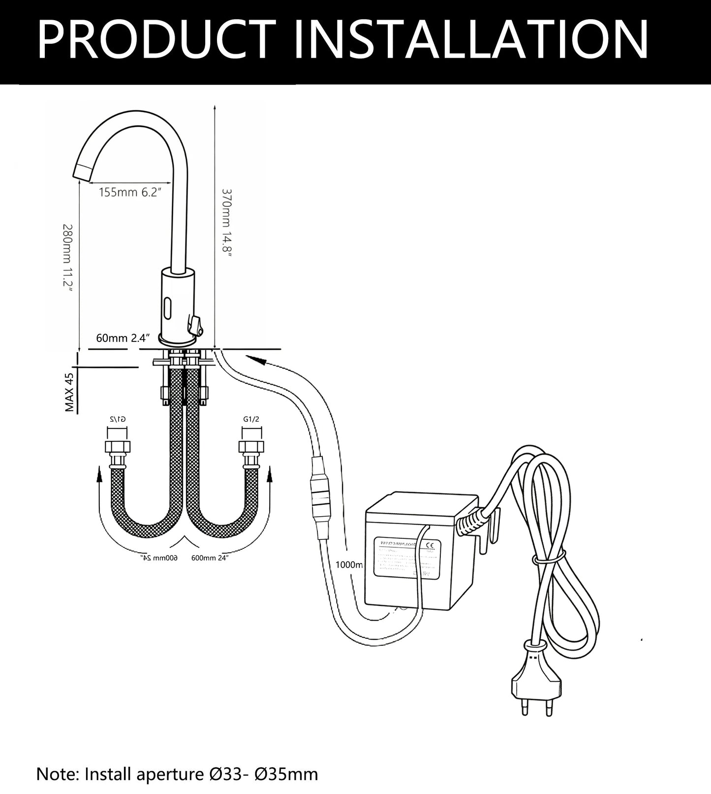 Sensomatica Alto Heiß- und Kaltwasser-Sensor-Wasserhahn, Chrom