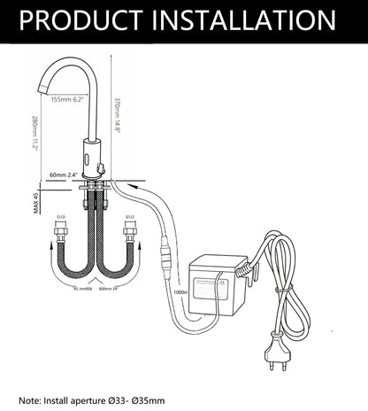 Sensomatica Alto Heiß- und Kaltwasser-Sensor-Wasserhahn, Chrom