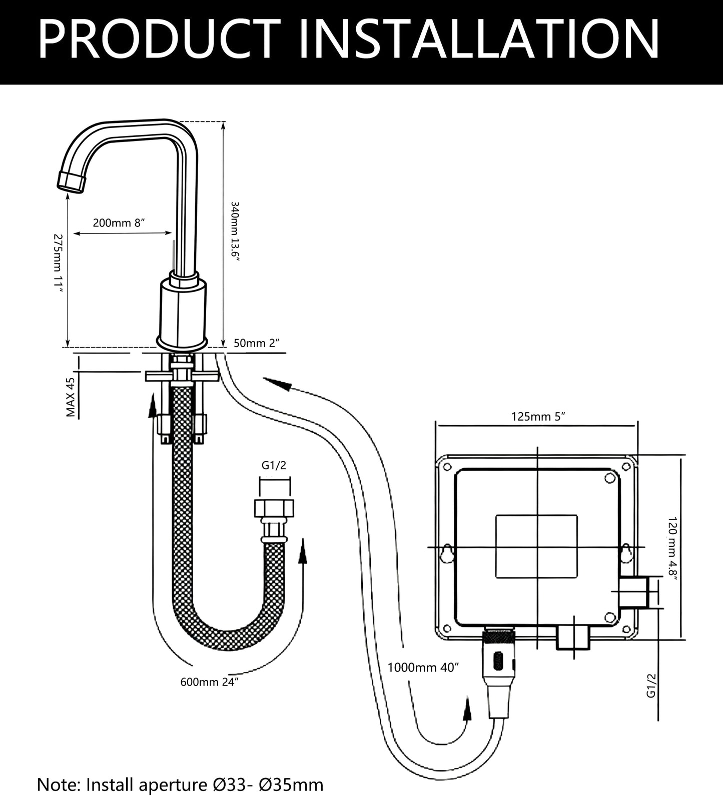 Sensomatica Sensor Wasserhahn – Kaltwassermodell mit hohem Auslauf 
