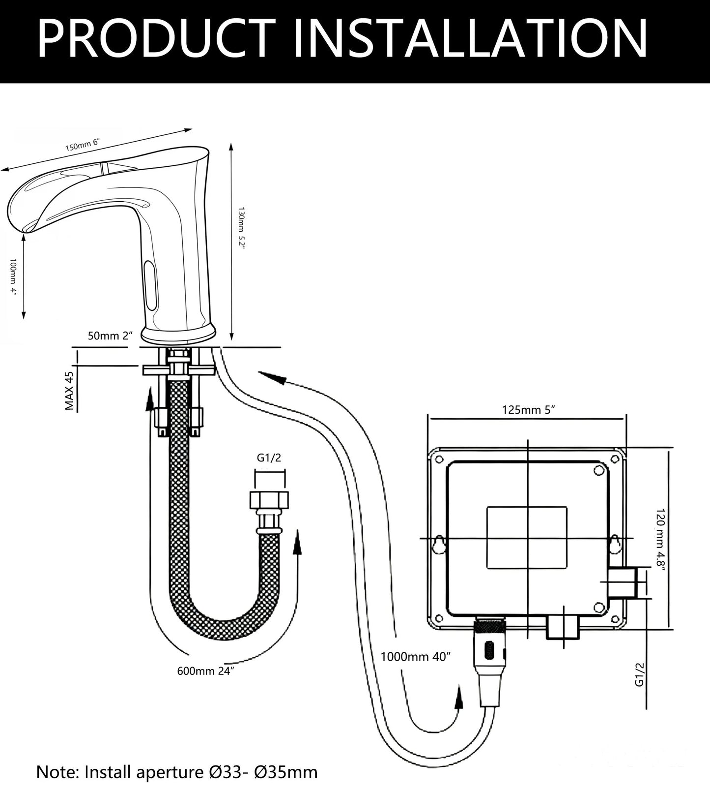 Sensomatica Wasserfall-Sensor-Wasserhahn – Kaltwassermodell 