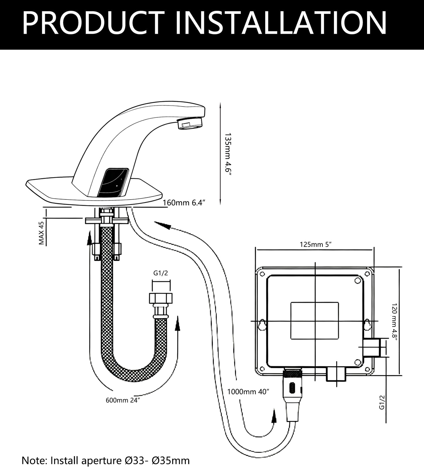 Sensor tap Bella chrome cold model