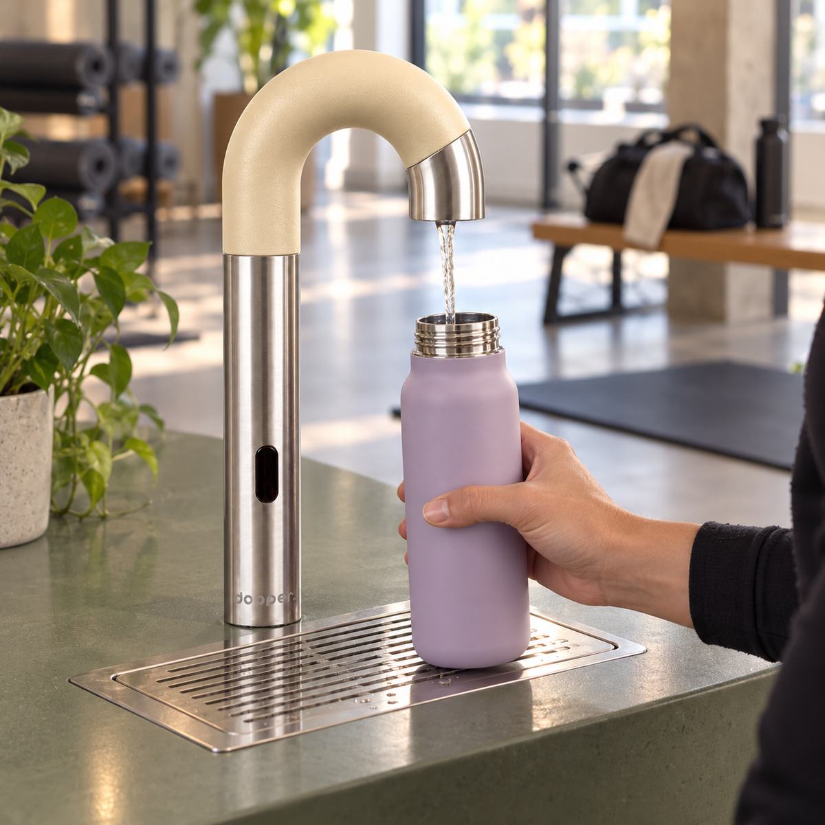 Dopper sensor watertap RVS Sandy Eel – Contactloos flessen vullen