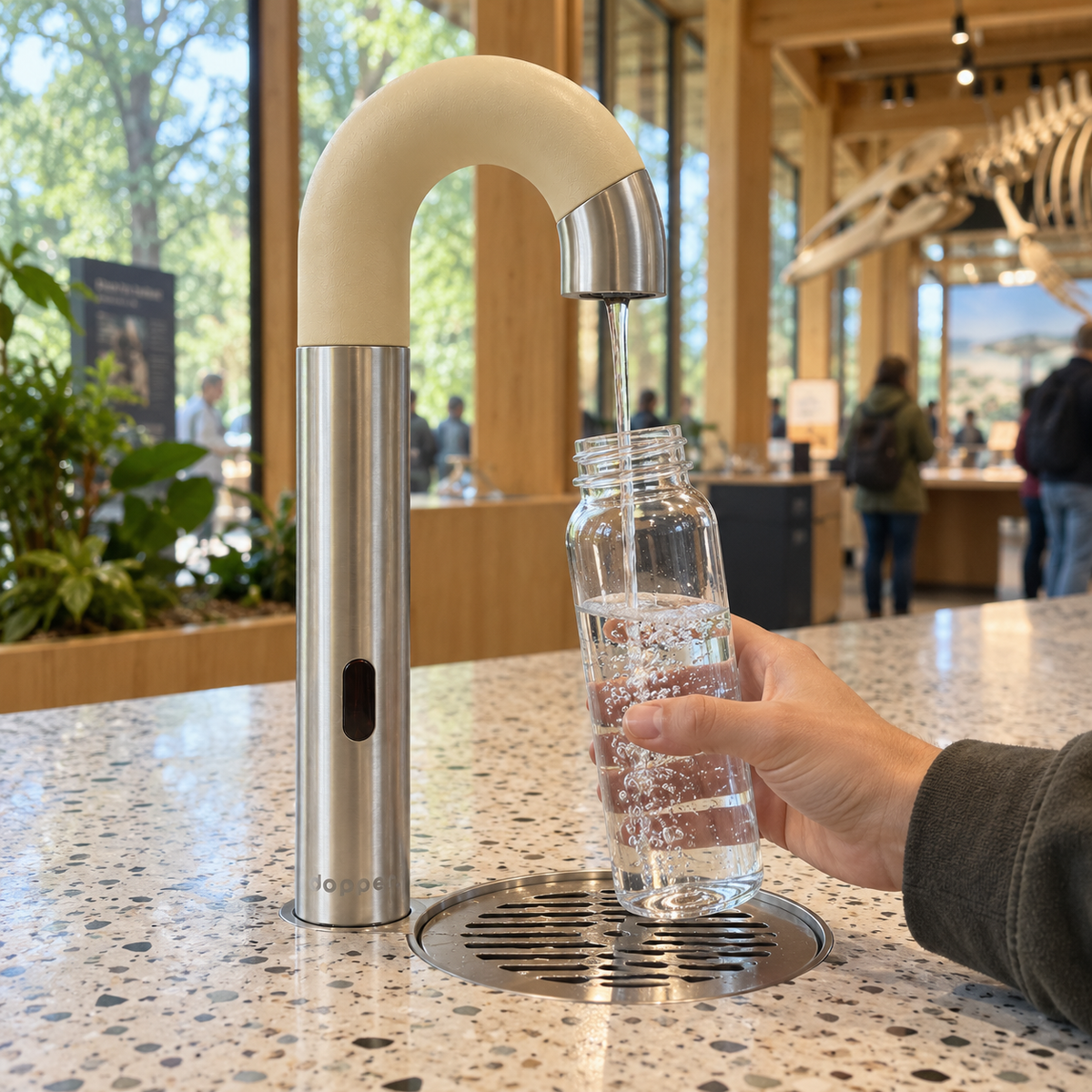 Dopper sensor watertap RVS Sandy Eel – Contactloos flessen vullen