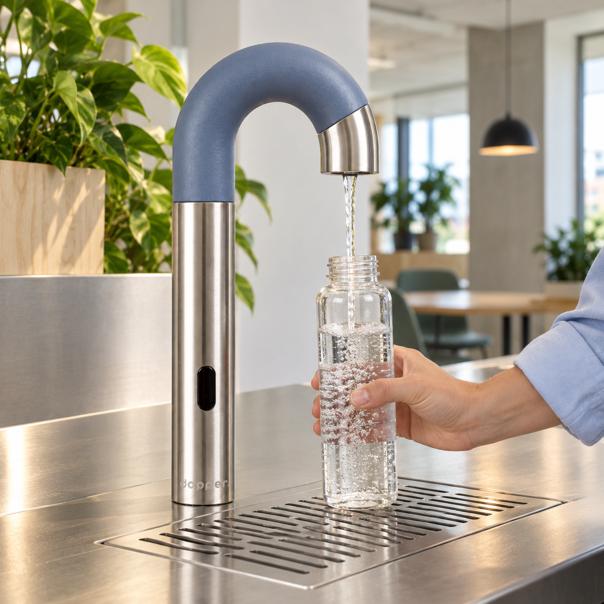 Dopper sensor watertap RVS Stingray Grey – Contactloos flessen vullen
