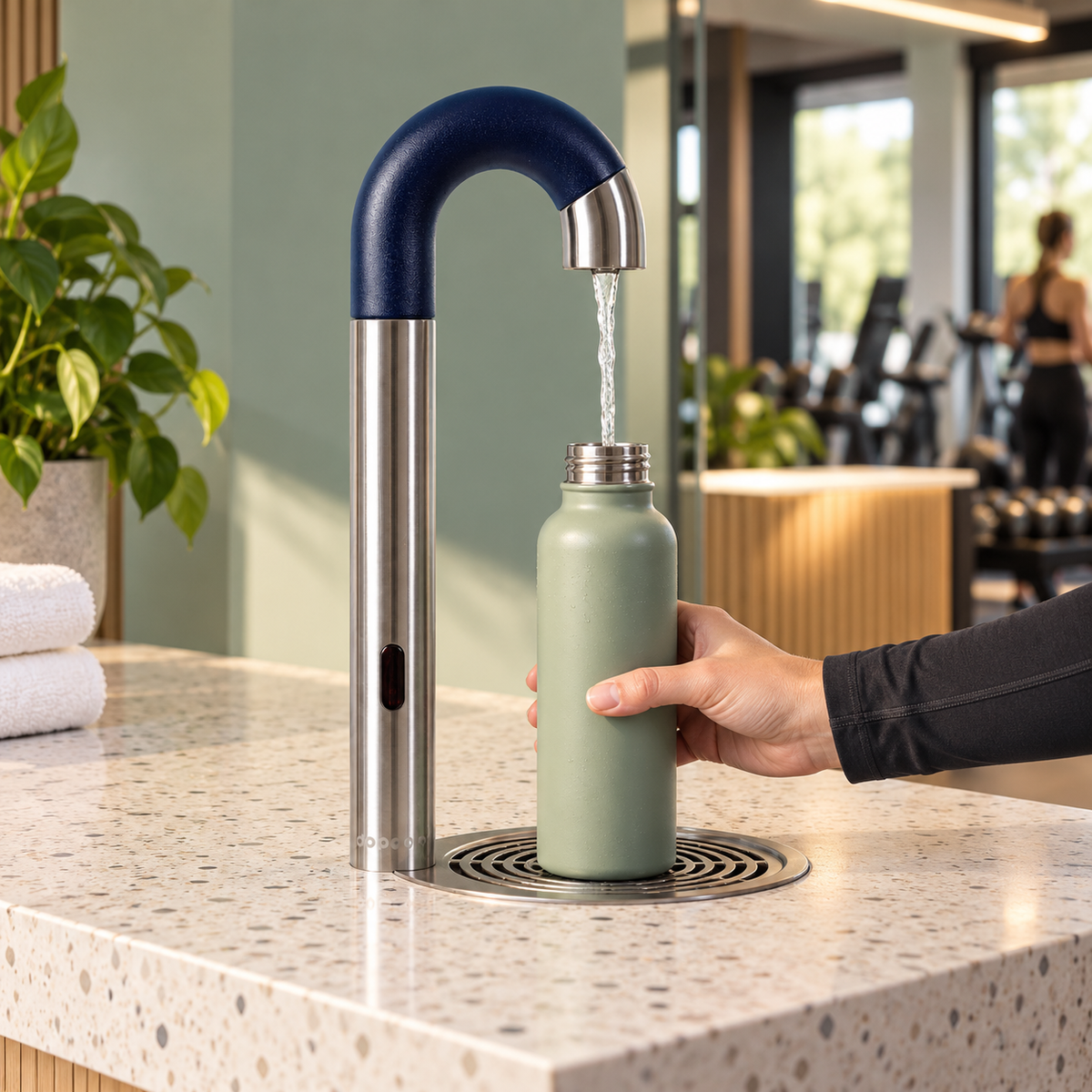 Dopper sensor watertap RVS Blauw – Contactloos flessen vullen