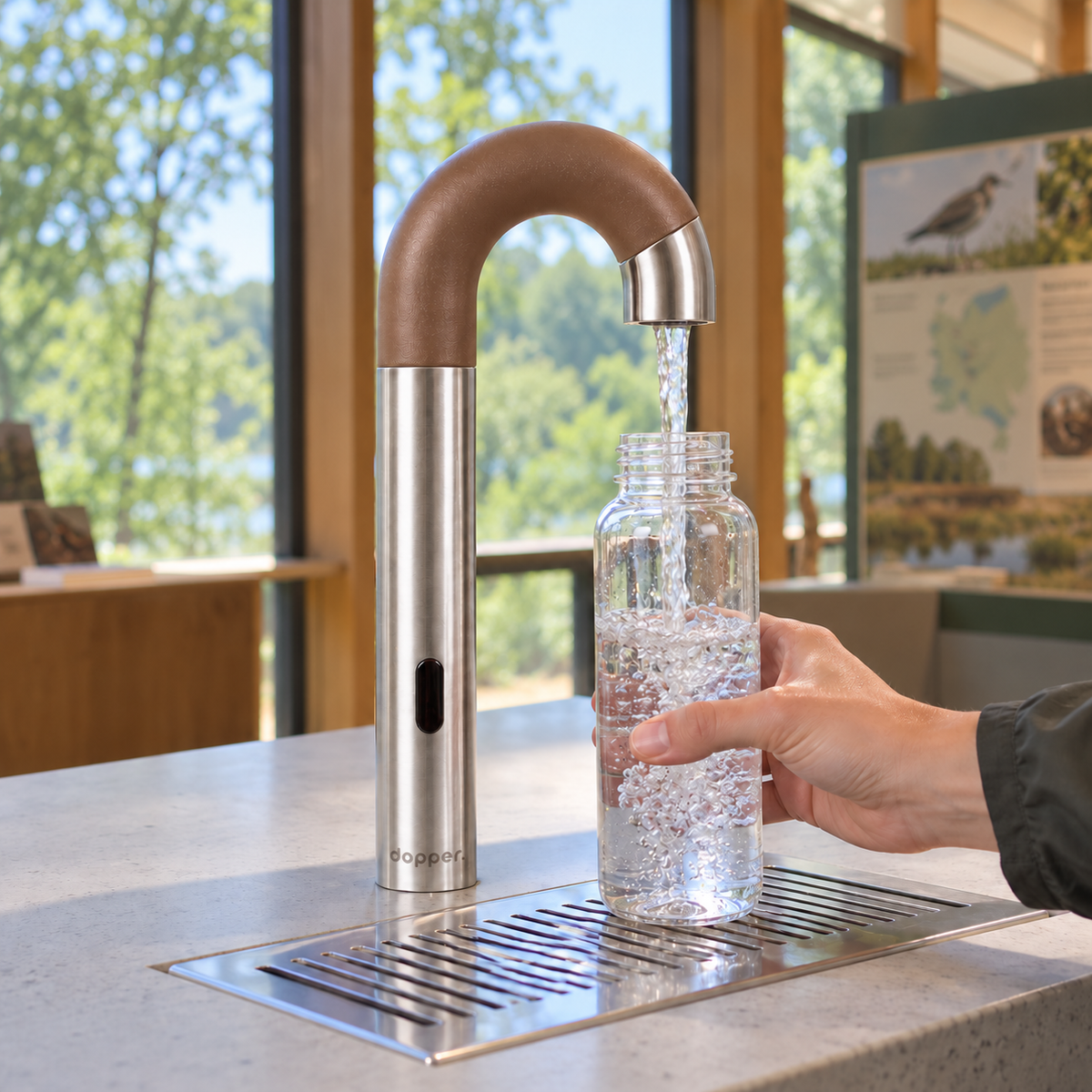 Dopper sensor watertap RVS Mud Crab – Contactloos flessen vullen