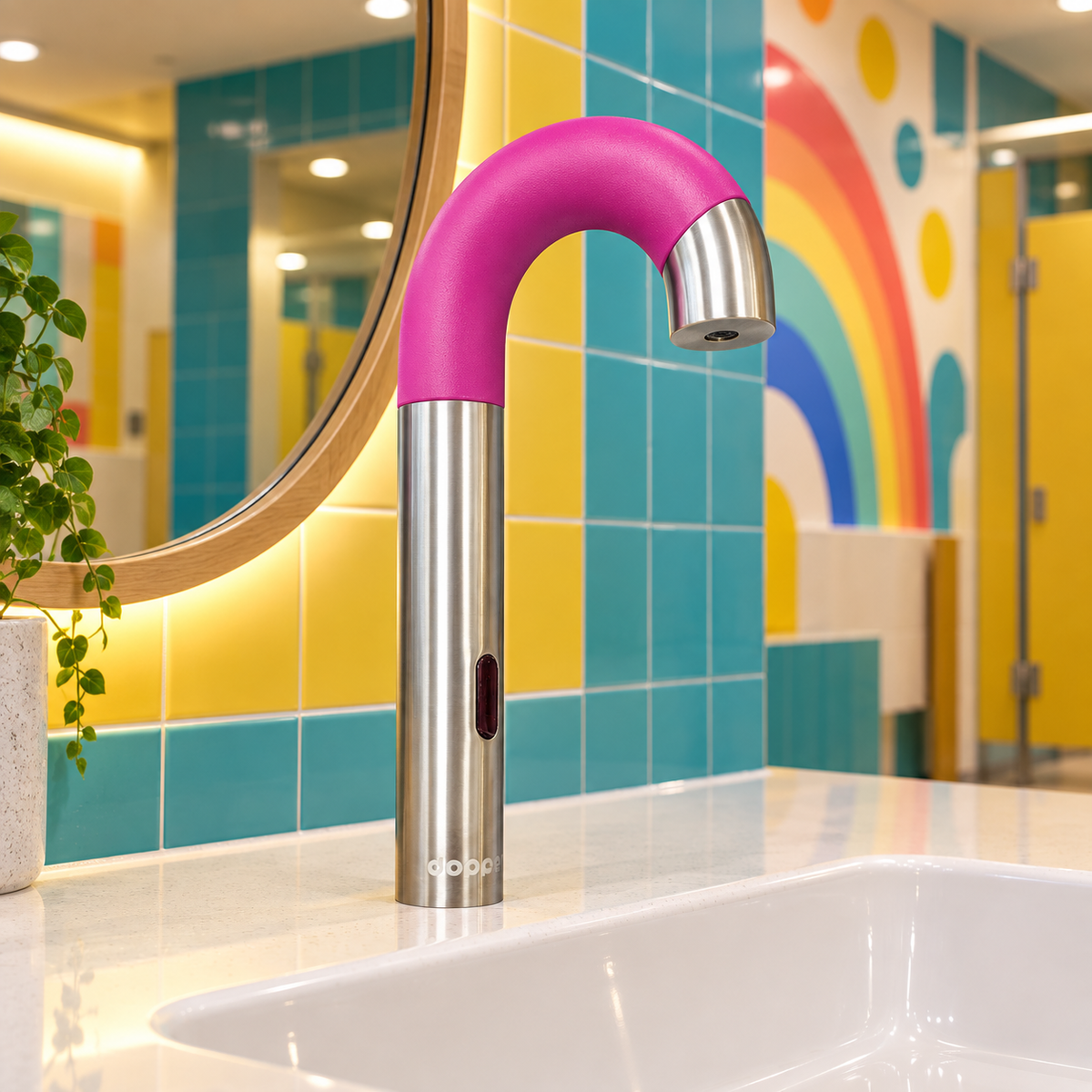 Dopper Sensor Kraan RVS Magenta – Contactloze Waterkraan