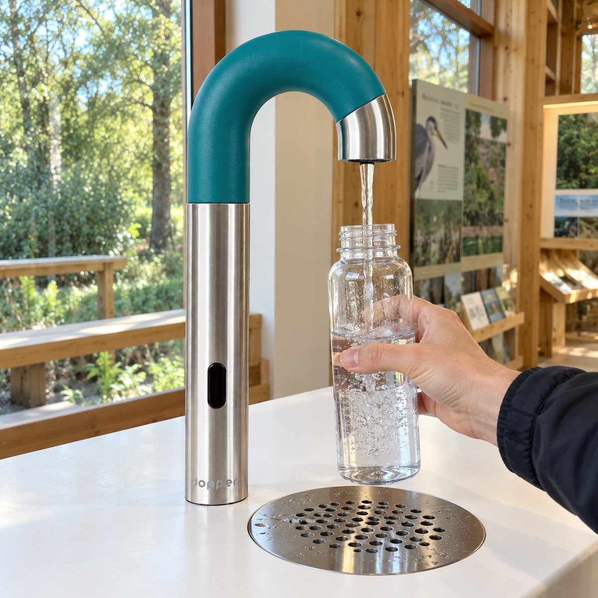 Dopper sensor watertap RVS Cool Tortoise – Contactloos flessen vullen