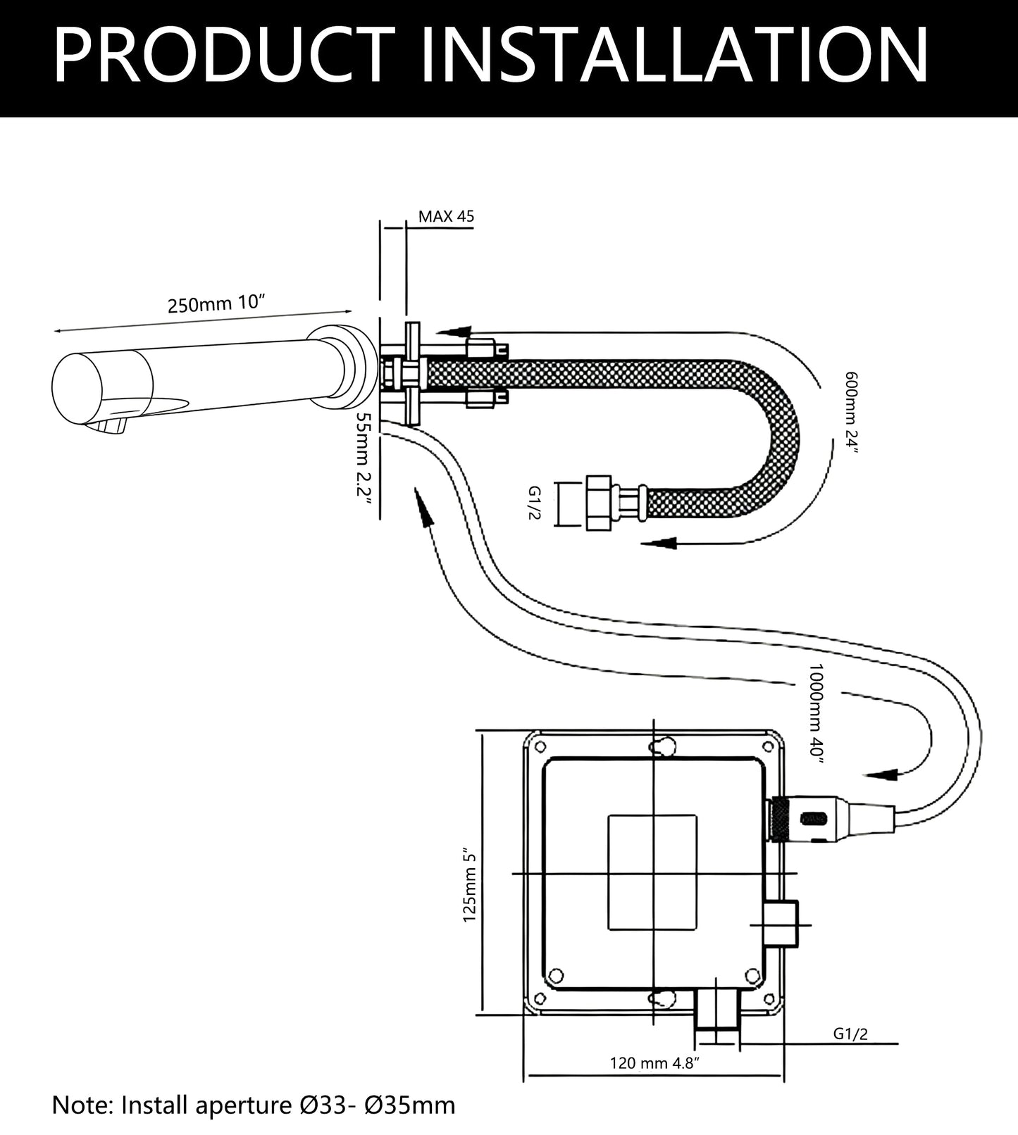 Sensomatica Baltic Gun metal sensorkraan muurkraan koud