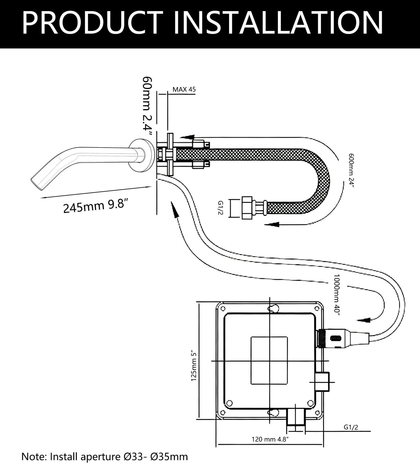 Sensomatica Pesaro Sensorarmatur in gebürstetem Gold, Kaltwassermodell
