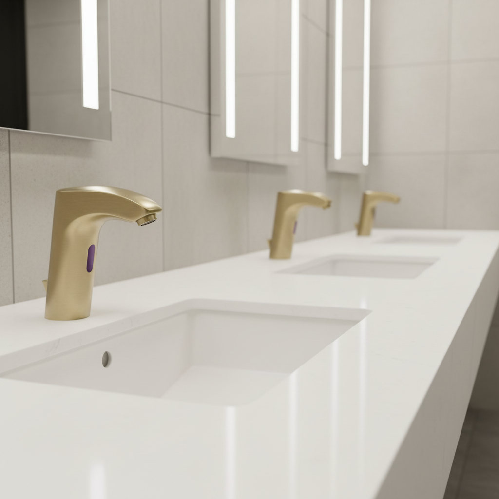 Geborsteld gouden sensorkraan | Warm- en koudwatermodel