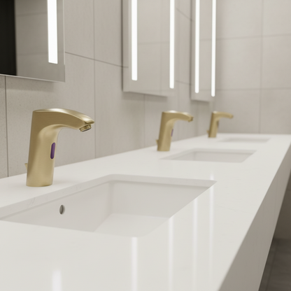 Geborsteld gouden sensorkraan | Warm- en koudwatermodel