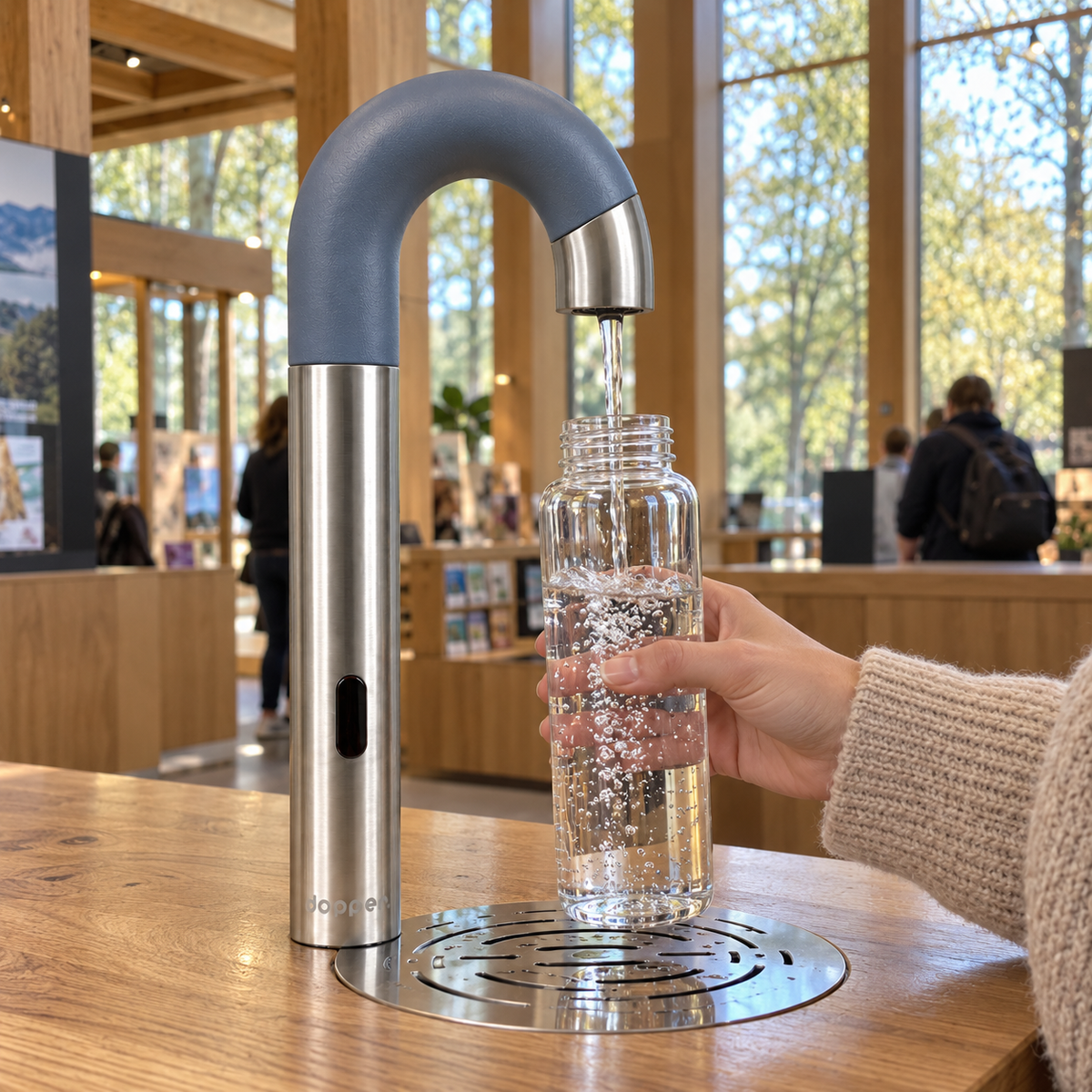 Dopper sensor watertap RVS Stingray Grey – Contactloos flessen vullen
