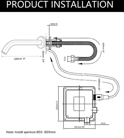 Sensomatica Pesaro Gun Metal Sensor Wasserhahn 200 mm
