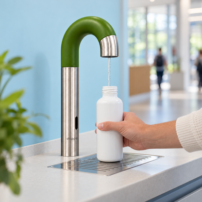 Dopper sensor watertap RVS Kelp Groen – Contactloos flessen vullen