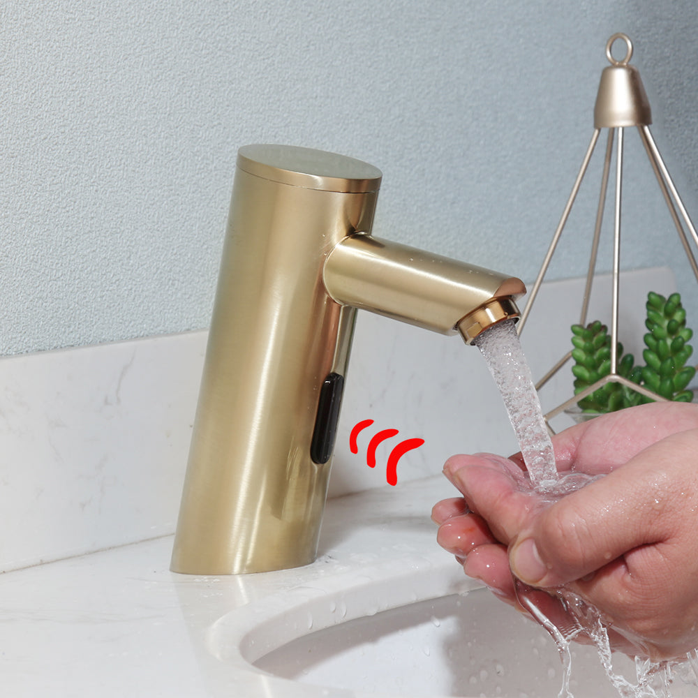 Sensomatica Corto Brushed Gold Sensor Faucet – Cold Model