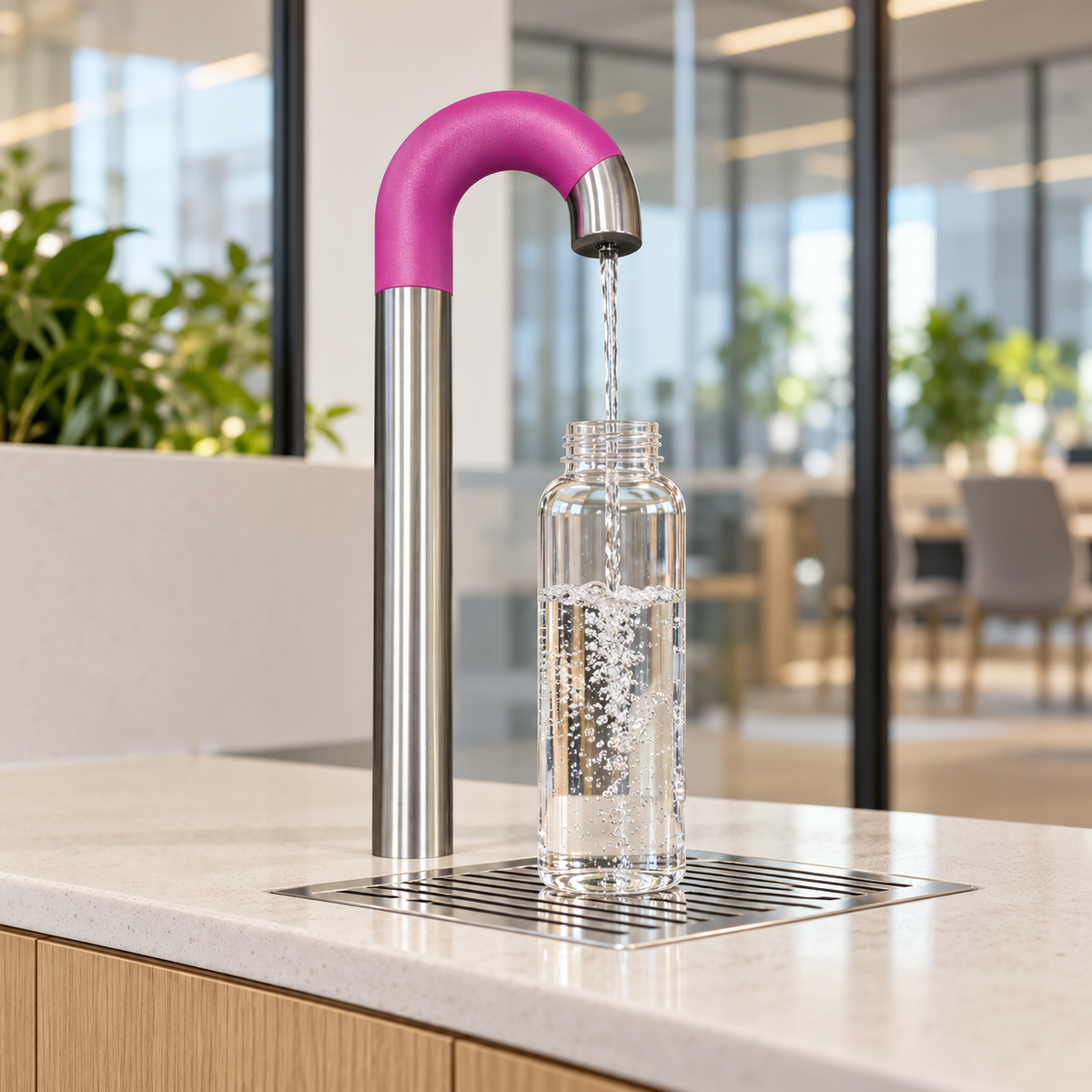 Dopper sensor watertap RVS Magenta – Contactloos flessen vullen