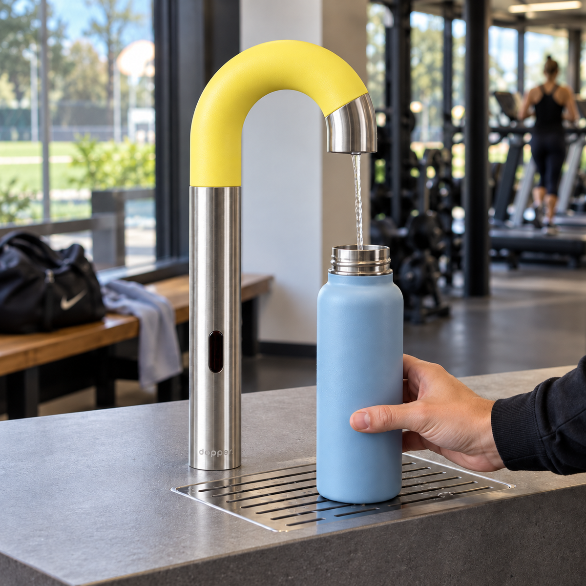 Dopper sensor watertap RVS Yellow Tang – Contactloos flessen vullen