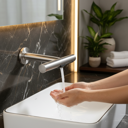 Sensomatica 2-in-1 Sensor Wandkraan Geborsteld Nikkel