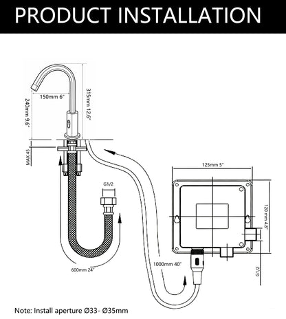 Sensomatica Geborsteld gouden Alto sensorkraan koud model