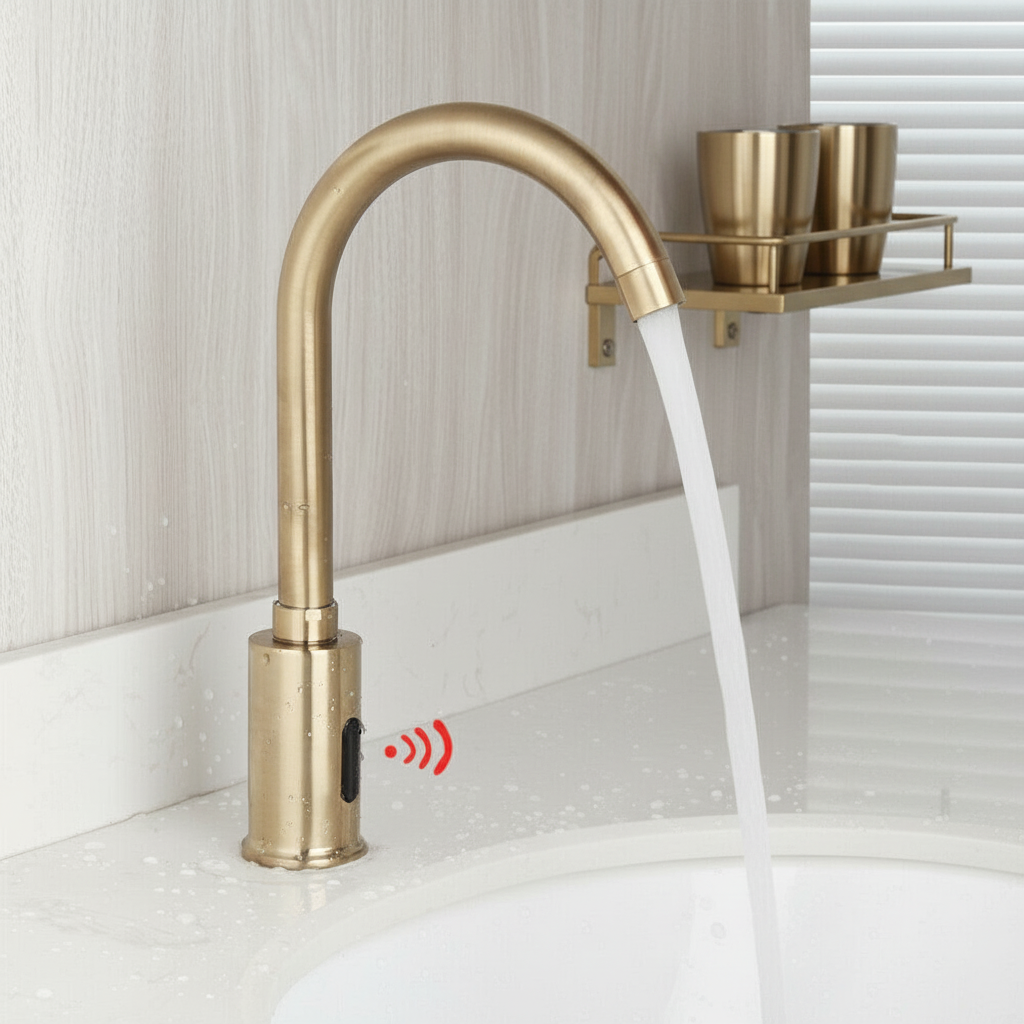 Sensomatica Geborsteld gouden Alto sensorkraan koud model