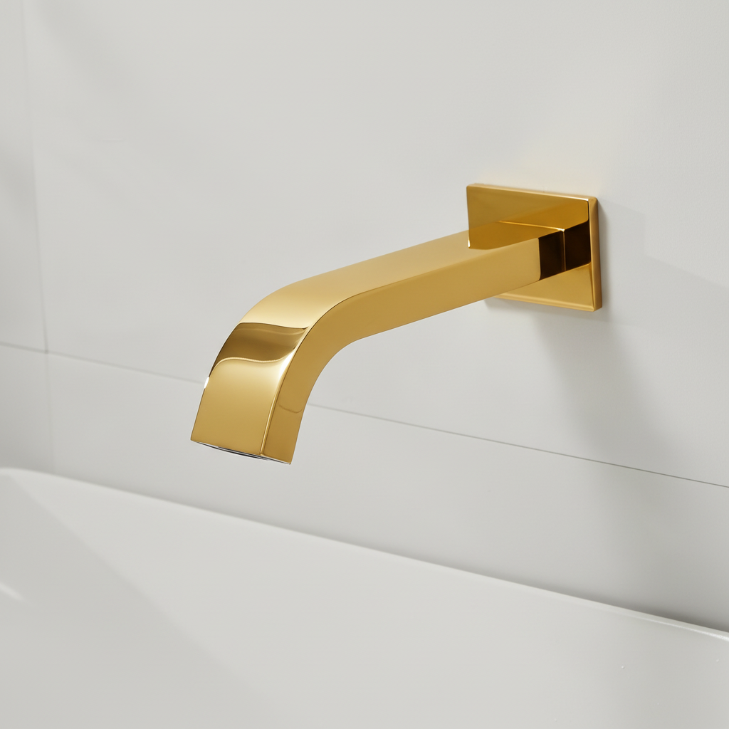 Sensomatica Arco wand sensorkraan goud | Koudwater inbouwmodel