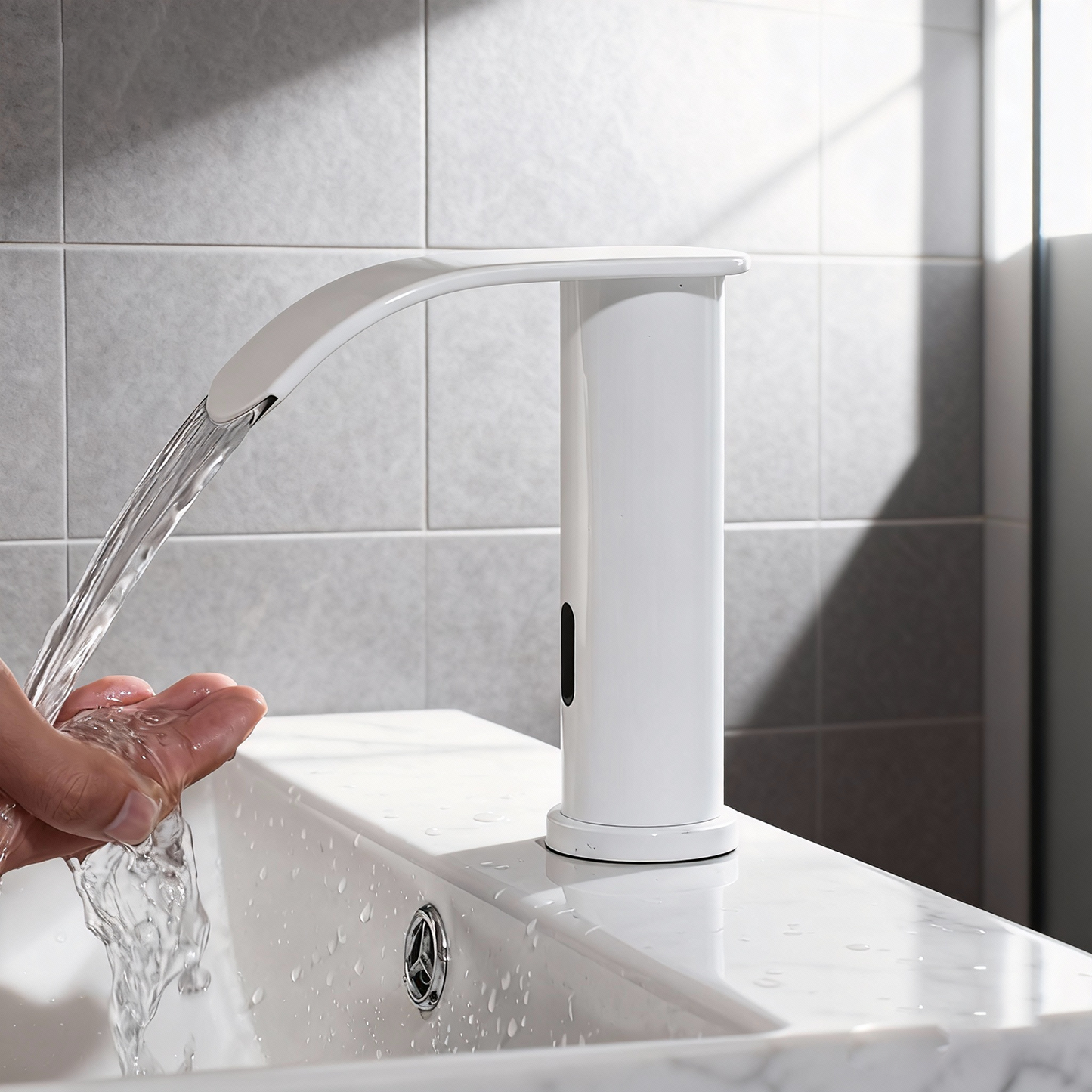 Sensomatica Kavo witte sensorkraan | Koudwatermodel met watervaluitloop