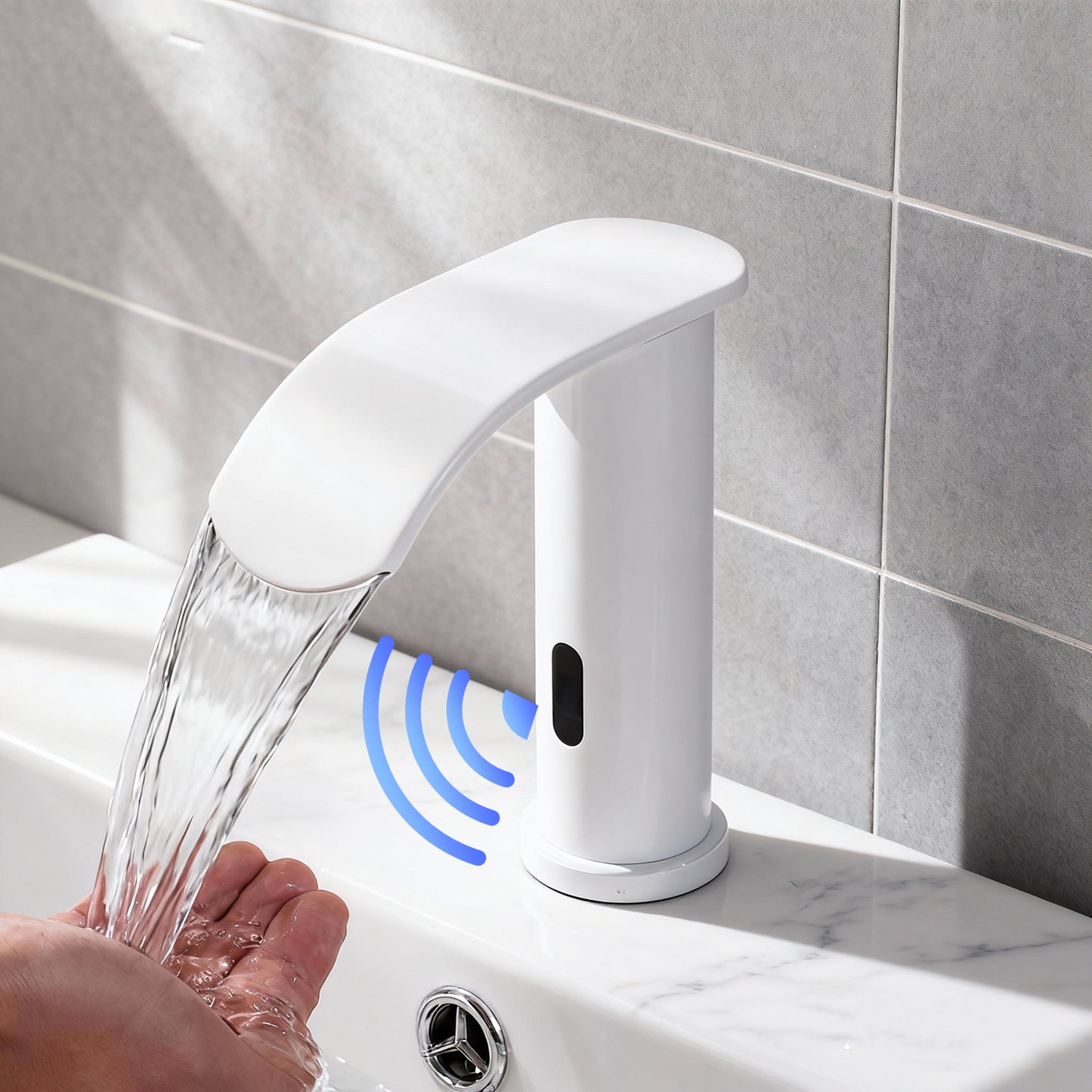 Sensomatica Kavo witte sensorkraan | Koudwatermodel met watervaluitloop