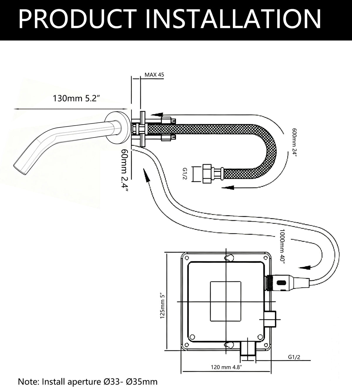 Sensomatica Pesaro gold sensor tap model 130 MM