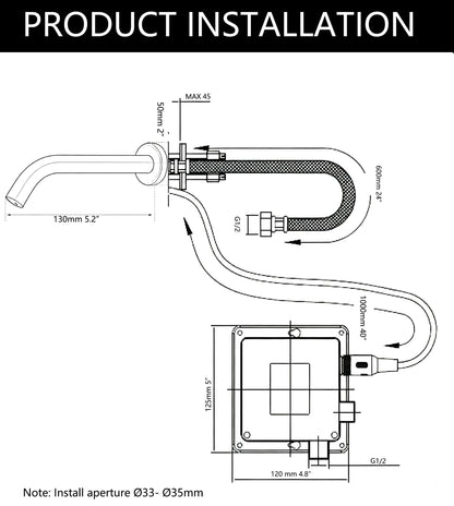 Pesaro gun metal sensor tap short model 130 MM