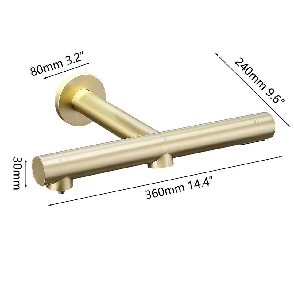 Sensomatica 3-in-1 Sensor Wandkraan Geborsteld Goud