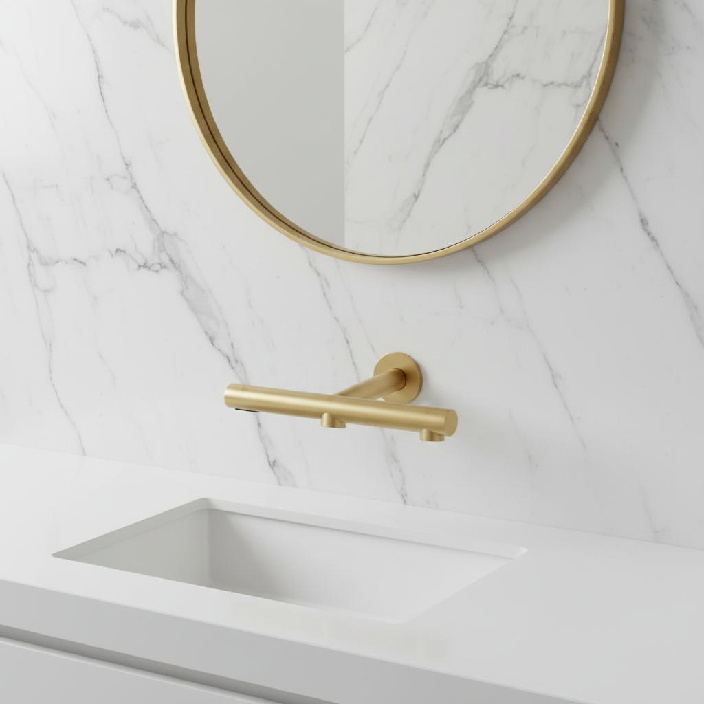 Sensomatica 3-in-1 Sensor Wandkraan Geborsteld Goud