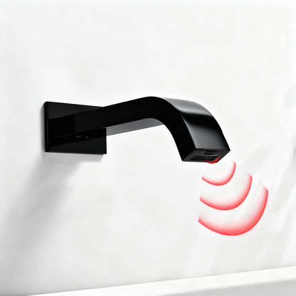 Sensomatica Arco wand sensorkraan zwart | Koudwater inbouwmodel