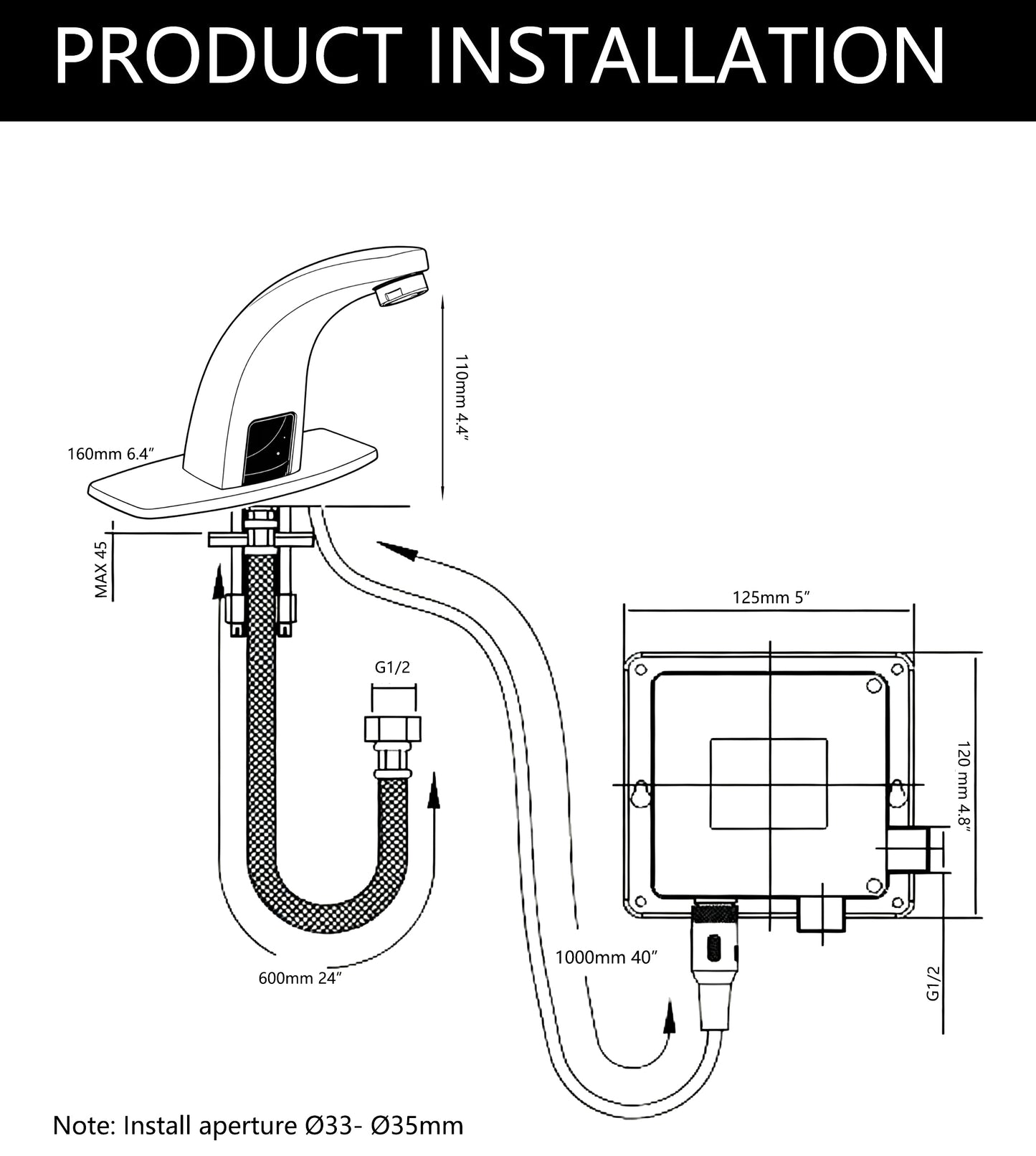Sensomatica® Zwarte Sensorkraan Bella – Koudwater Model